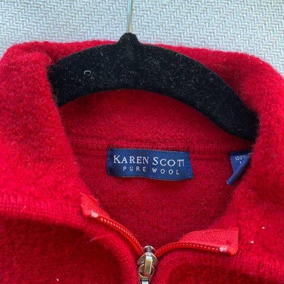 Karen Scott Red wool zip up sweater - Picture 2 of 2